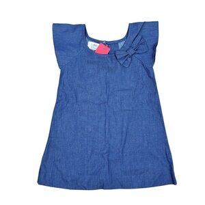 Little Stars Girls Blue Chambray Dress with Bow NWT